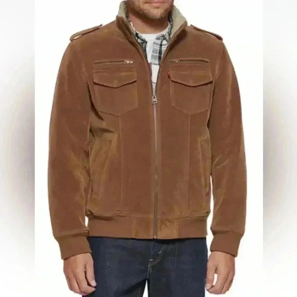 Levi’s Aviator Bomber Faux Suede Sherpa Lined Size Large - Picture 1 of 9